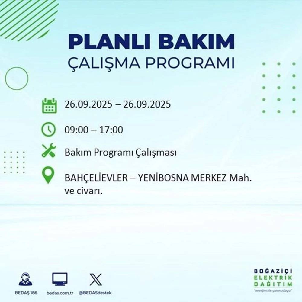 İstanbul’da elektrik alarmı! 23 ilçede 10 saatlik kesinti listesi açıklandı 20